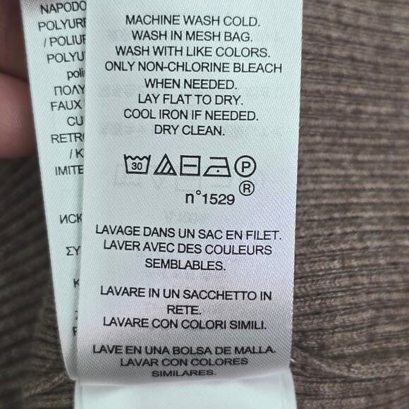 Ralph Lauren Black Label Sweater Womens 1X Ribbed Knit Turtleneck Leather Trim - Picture 6 of 11